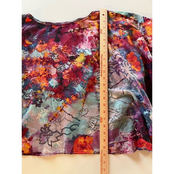 Vivienne Tam multicolor hippie floral artsy cape kimono top sz 4 designer - Picture 9 of 10